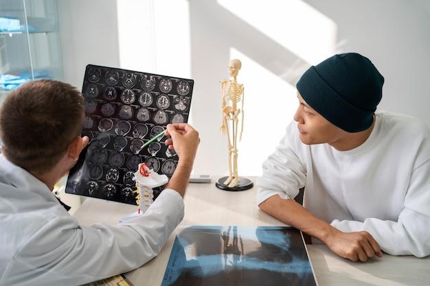 Cancer patient at hospital high angle